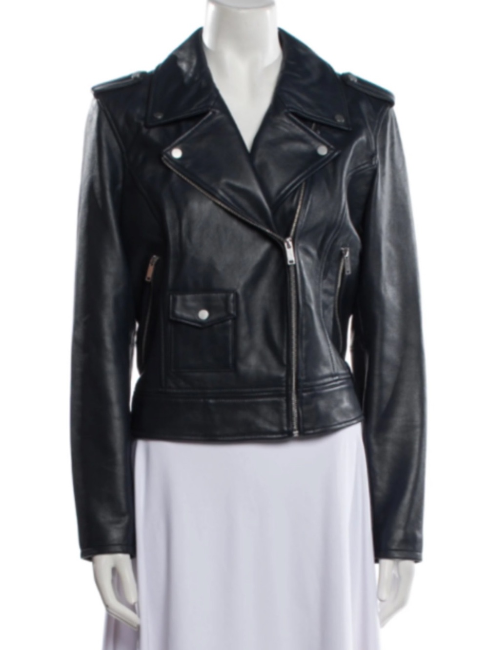 Barneys New York Black buttery Leather Moto Jacket - Women's